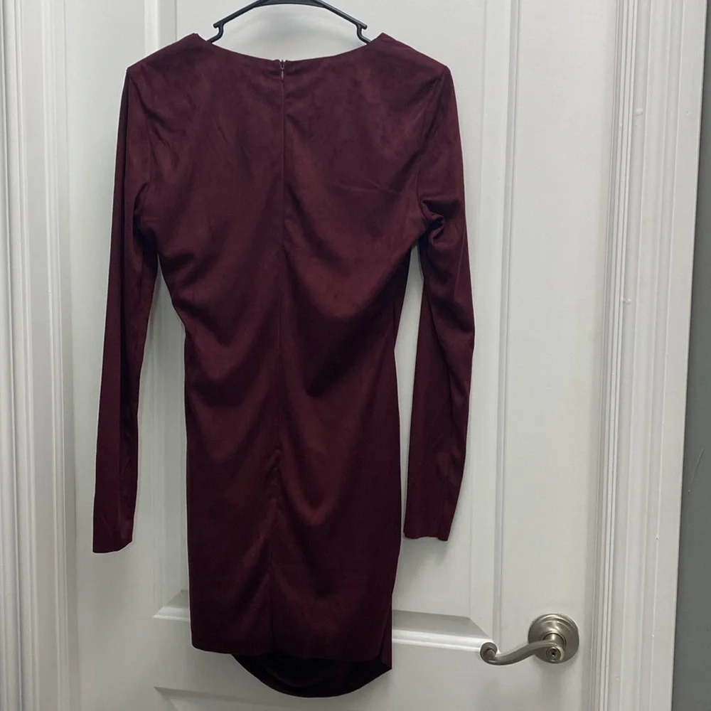 NWT AX Paris Plum Ruched Side Wrap Top Midi Dress Sexy Size 8